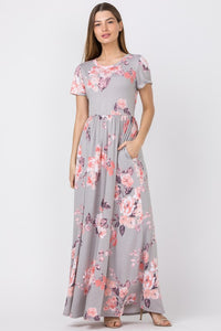 Vintage Floral Maxi Dress With Pockets