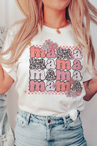 LEOPARD FLORAL MAMA GRAPHIC TEE