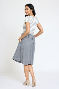 The Lisa Short Sleeve Stripe Sash Dress