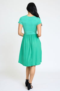 The Lisa Short Sleeve Stripe Sash Dress