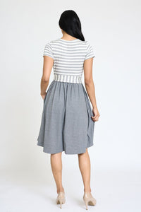 The Lisa Short Sleeve Stripe Sash Dress