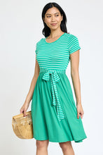 Load image into Gallery viewer, The Lisa Short Sleeve Stripe Sash Dress
