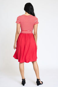 The Lisa Short Sleeve Stripe Sash Dress