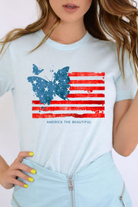 Butterfly USA Flag Graphic T Shirts