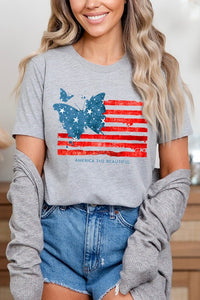 Butterfly USA Flag Graphic T Shirts