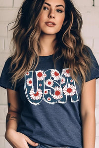 Floral USA  Graphic T Shirts