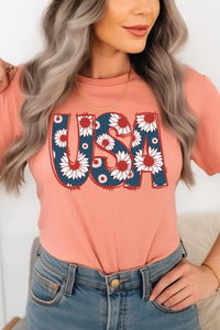 Floral USA  Graphic T Shirts