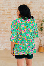 Load image into Gallery viewer, Dreamer Peplum Top in Emerald and Pink Floral
