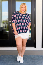 Load image into Gallery viewer, Essential Blouse in Navy and Pink Daisies
