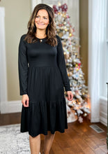 Load image into Gallery viewer, The Georgia Long Sleeve Midi Dress - Black
