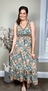 The Georgia Floral V-Neck Tiered Sleeveless Maxi Dress