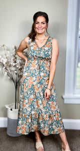 The Georgia Floral V-Neck Tiered Sleeveless Maxi Dress