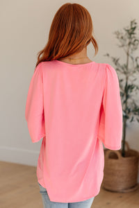 The Shea Blouse in Neon Pink