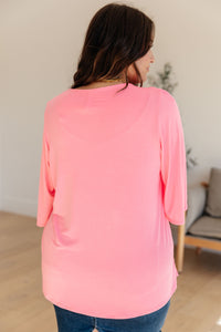 The Shea Blouse in Neon Pink